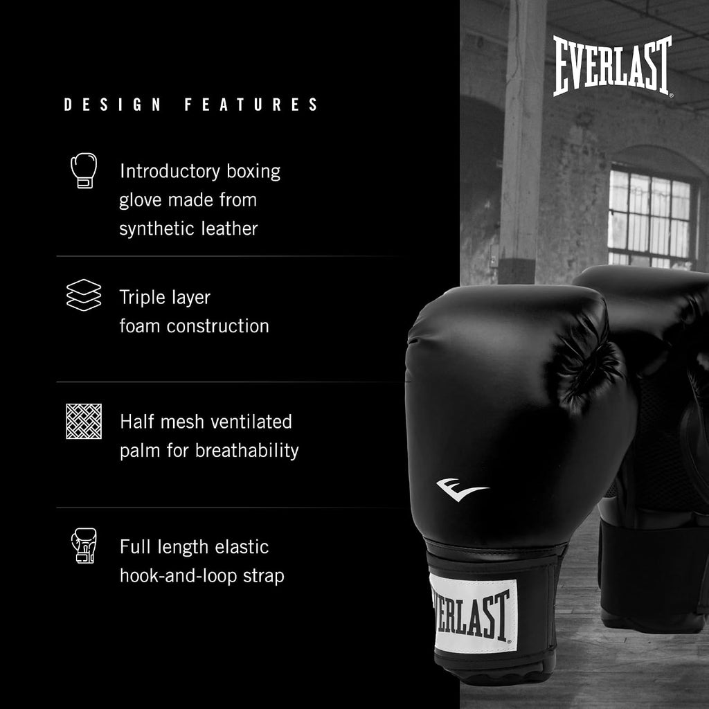 Prostyle 2 Boxing Gloves, Entry Level Training Gloves for Men and Women, Secure Fit Hook and Loop Closure &