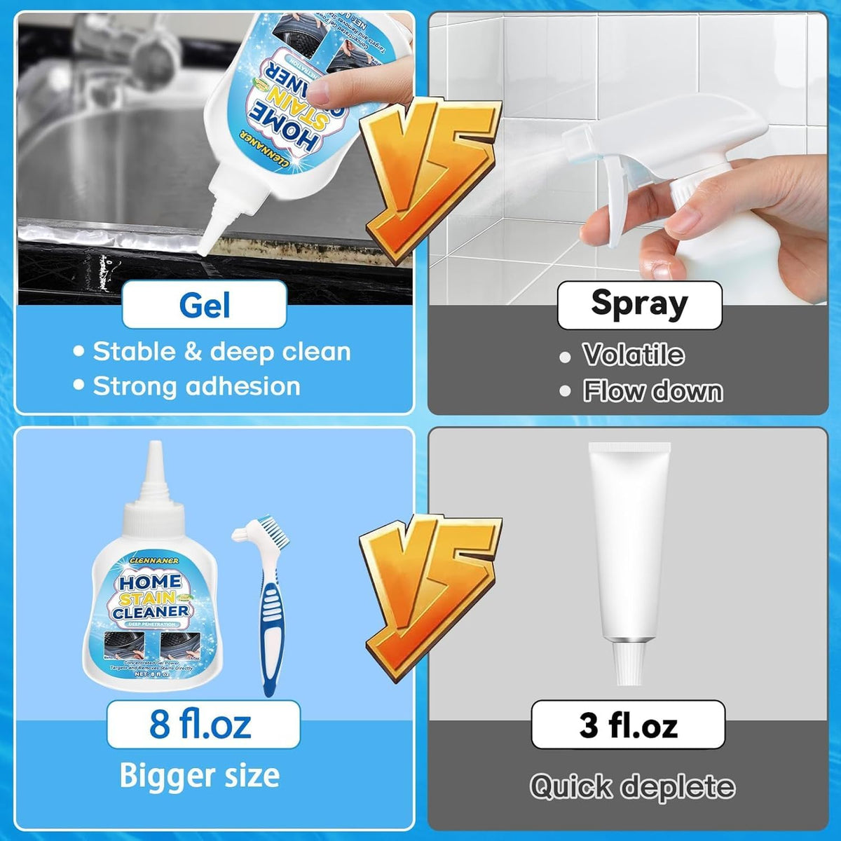 Mold Stain Remover Gel, 8 Fl oz Powerful Mold and Mildew Stain Remover