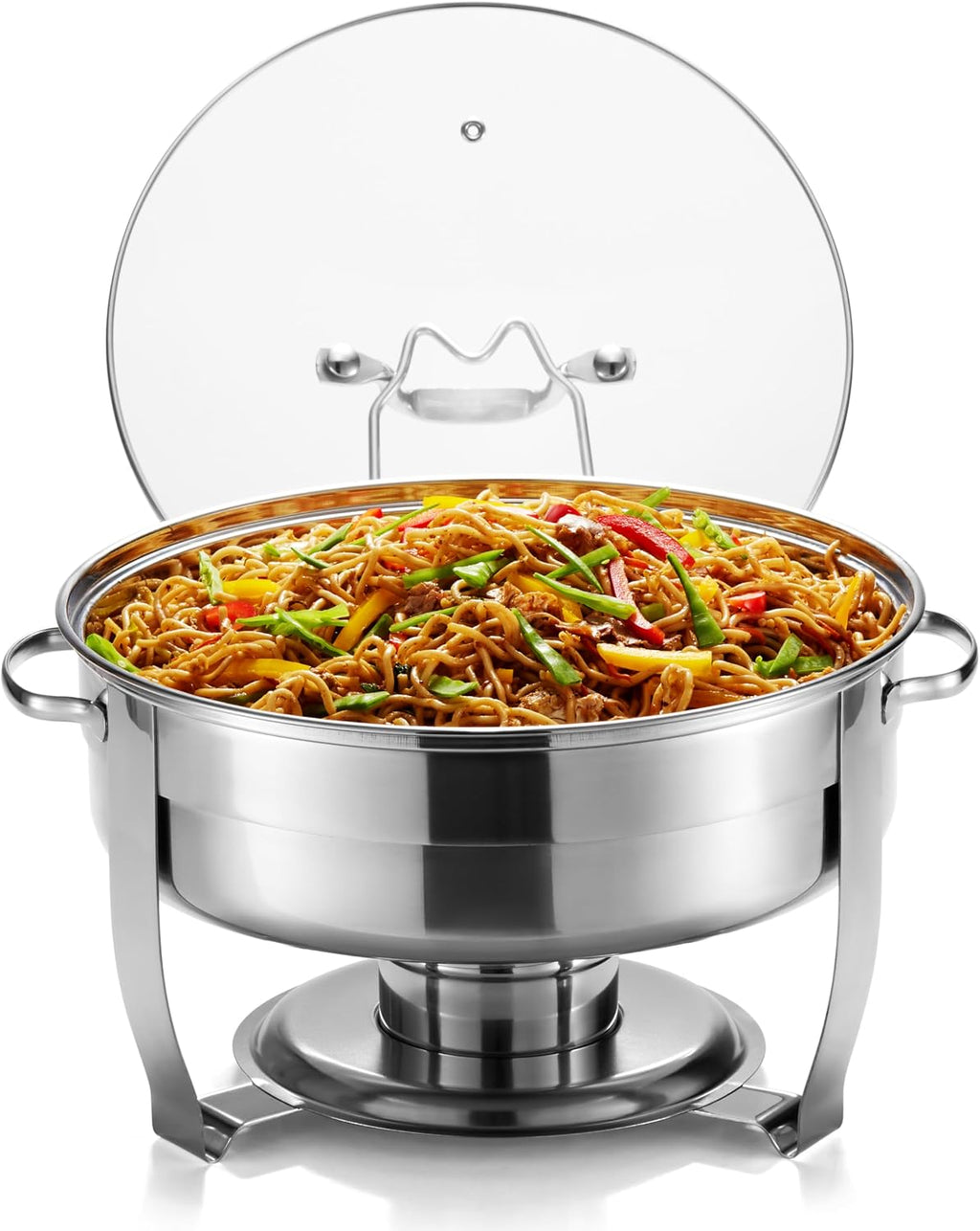 Chafing Dish for Buffet Set, by Kook, Catering Food Warmers, Round Dishes, Warmer Tray, Stainless Steel with Glass