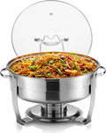 Chafing Dish for Buffet Set, by Kook, Catering Food Warmers, Round Dishes, Warmer Tray, Stainless Steel with Glass