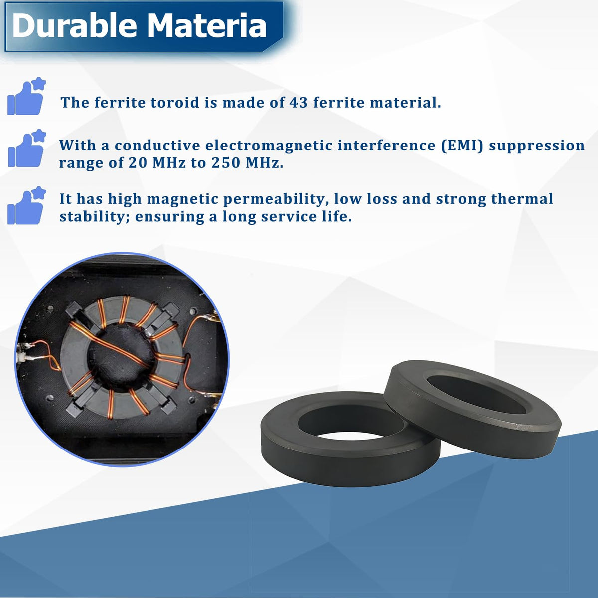 2 Pack FT240-43 Toroidal Ferrite Core 2.4 Inch Round Ring Ferrite Core