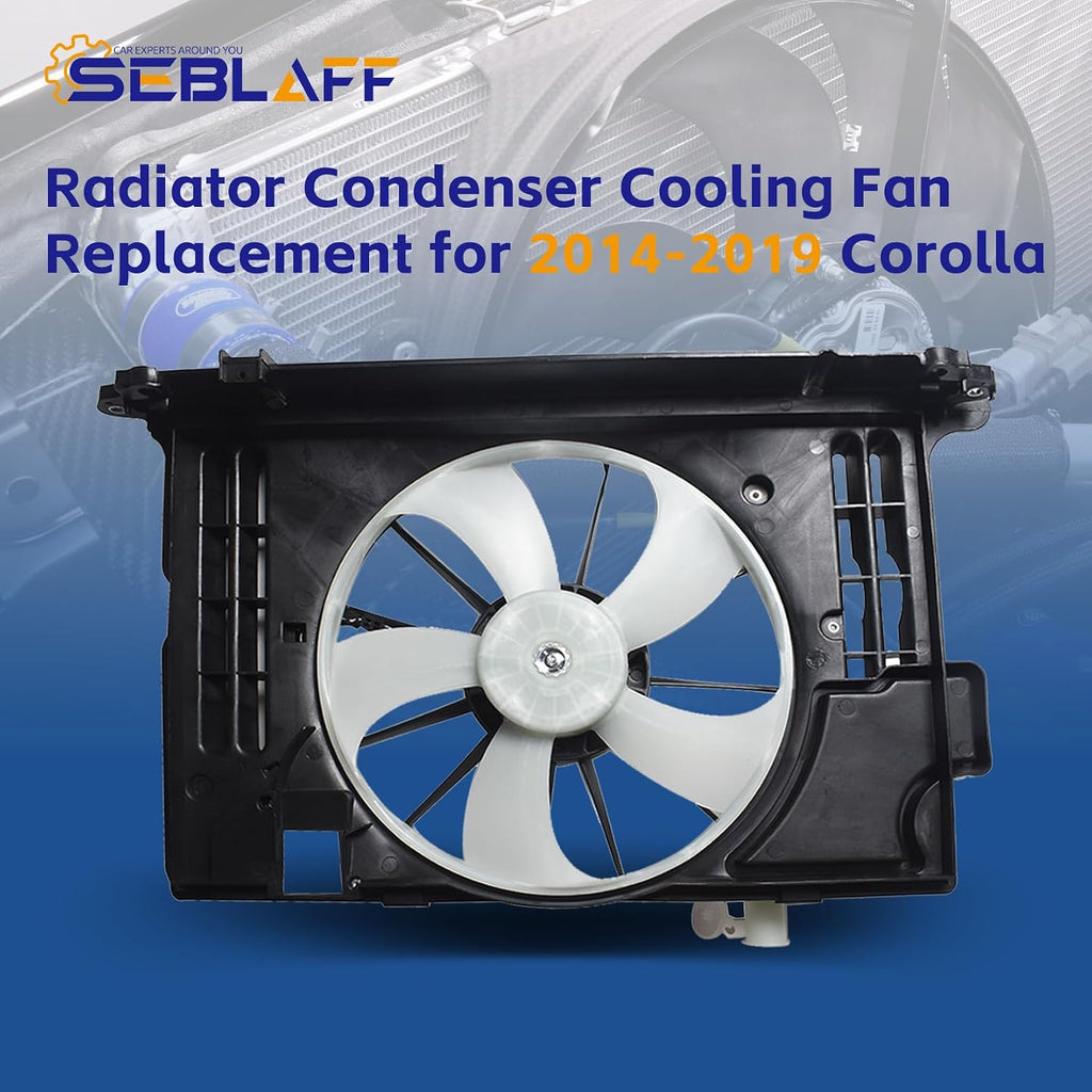 Radiator Cooling Fan 12V Black Replacement for Corolla 2014-2019
