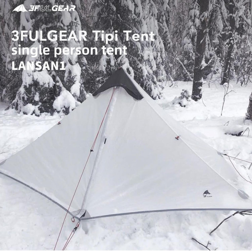 3FULGEAR Ultralight Tent for Backpacking, LANSHAN 1 Trekking Pole Tent 1 Person 3/4 Season Lightweight Easy Set Up