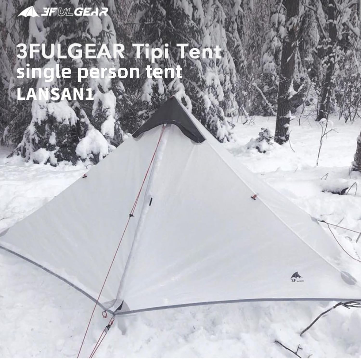 3FULGEAR Ultralight Tent for Backpacking, LANSHAN 1 Trekking Pole Tent 1 Person 3/4 Season Lightweight Easy Set Up