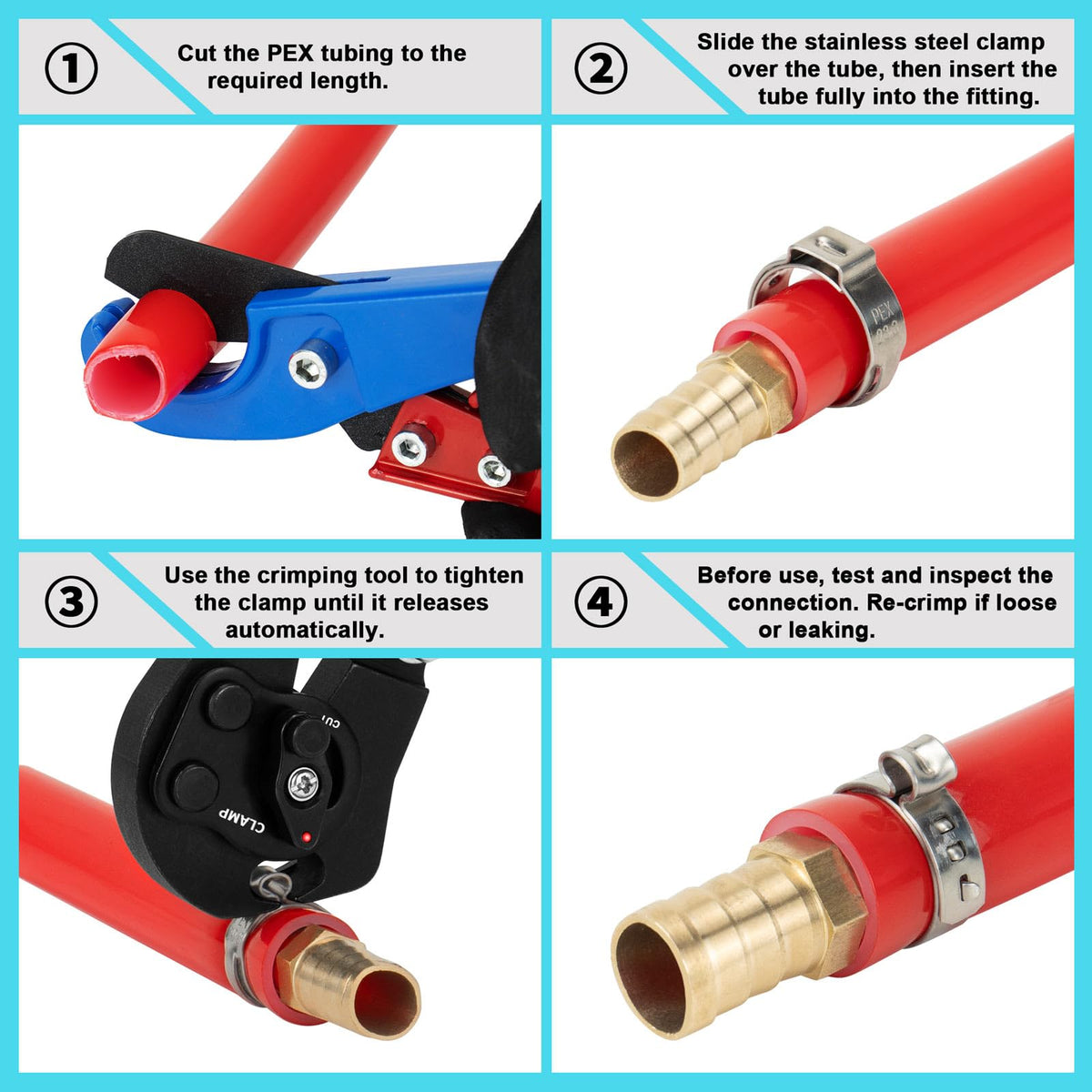 Tivorex PEX Crimping Tool Kit, Ratchet Pex Clamp Tool with Cinch & Removal