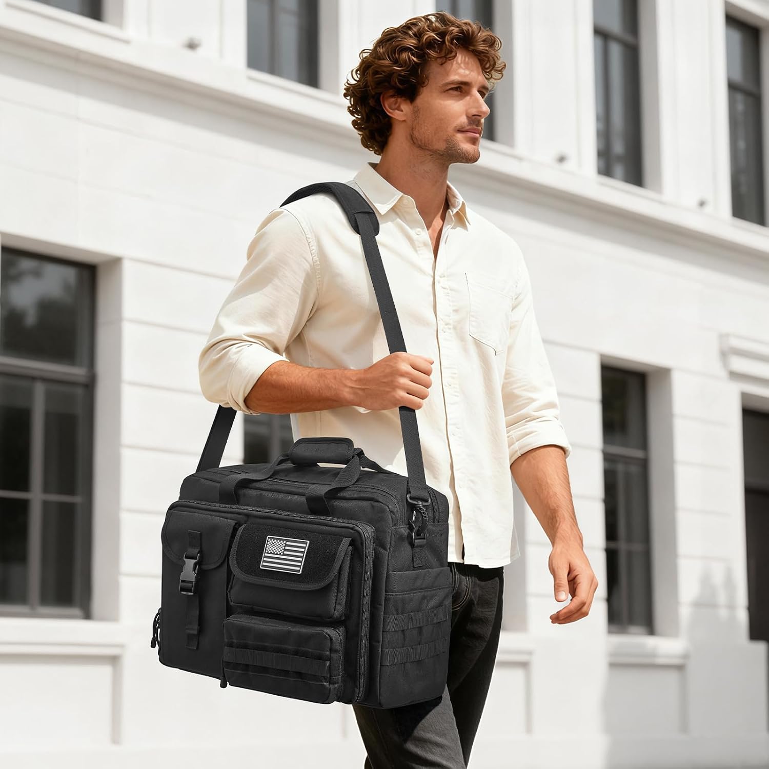 17.3 Inch Laptop Messenger Bag for Men, 3-in-1 Backpack for Travel Work Weekender, Large Tactical Shoulder Bag