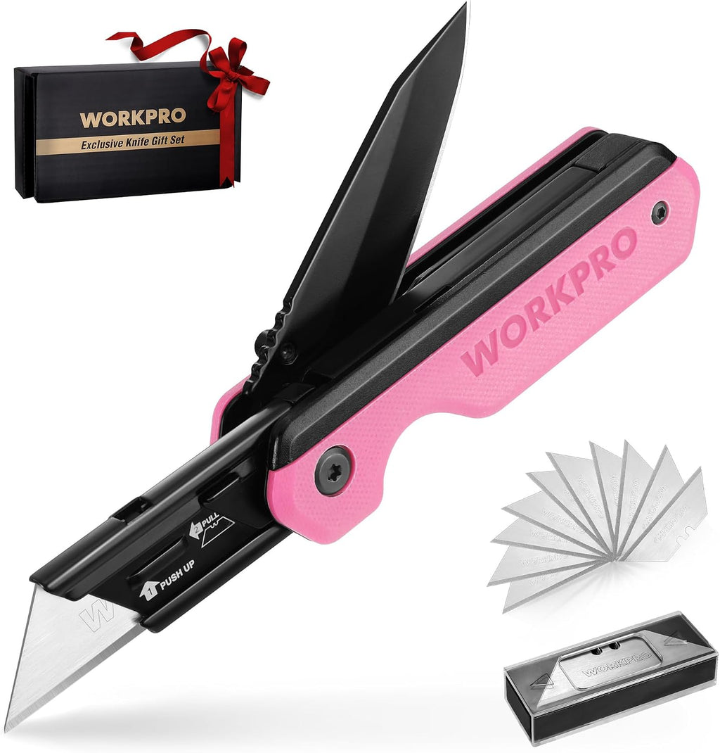 2-in-1 Folding Knife/Utility Knife, Wood Handle, G10 Handle