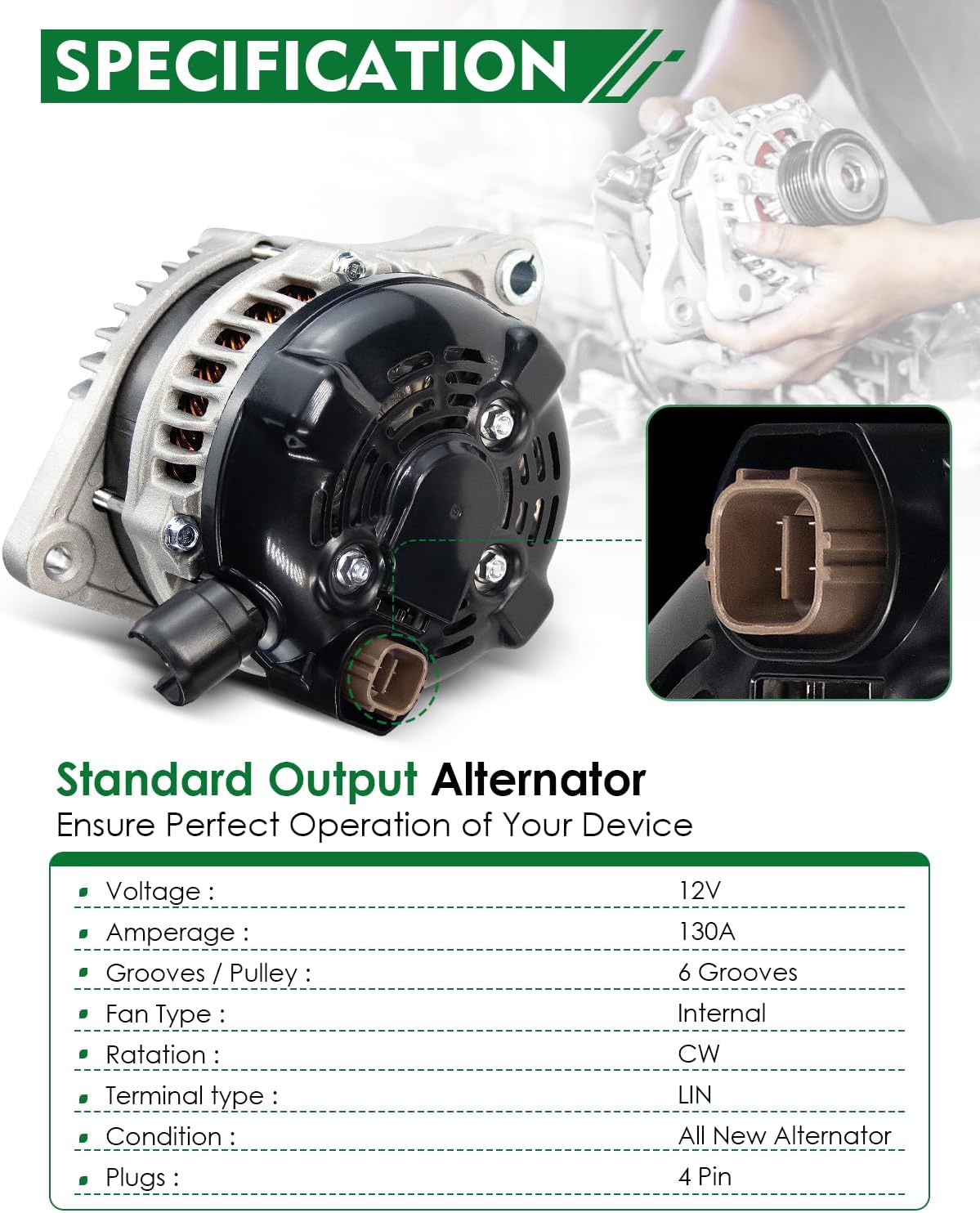Alternator for:-Saturn Vue Base Red Line 2004 2005 2006 2007 3.5L