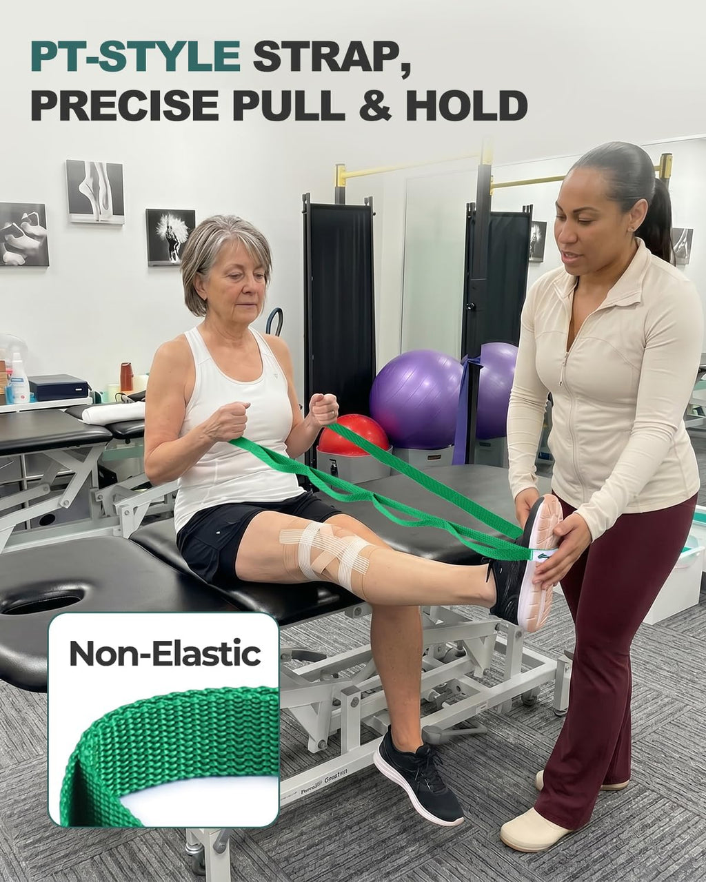 Stretching Strap with Loops for Physical Therapy,Non-Elastic