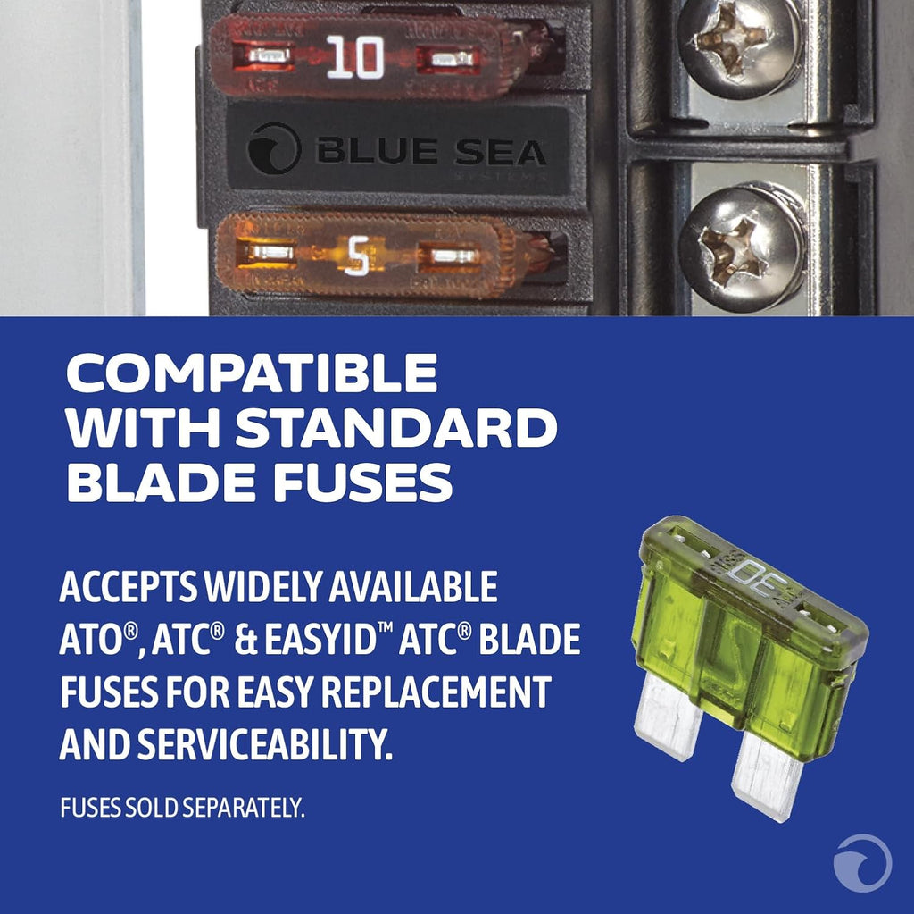 Blue Sea Systems ST Blade Compact Fuse Block, 4 Circuits