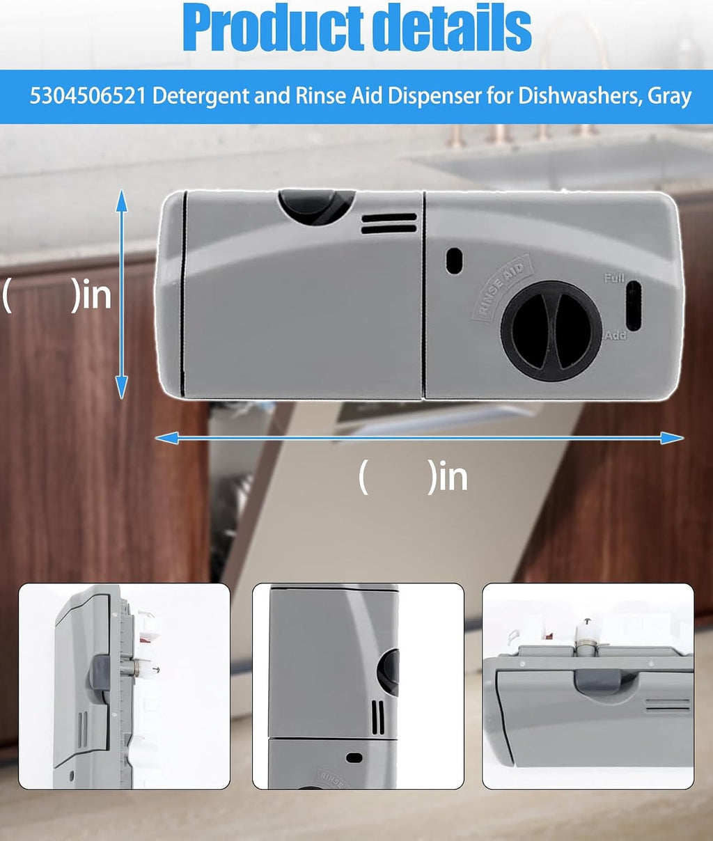 Upgraded 5304506521 Detergent and Rinse Aid Dispenser for Dishwashers Compatible with Frigidaire,Electrolux,Crosley, Kenmore, Westinghouse,Replacement AP6036339.154379201,154379202,154452703 Etc
