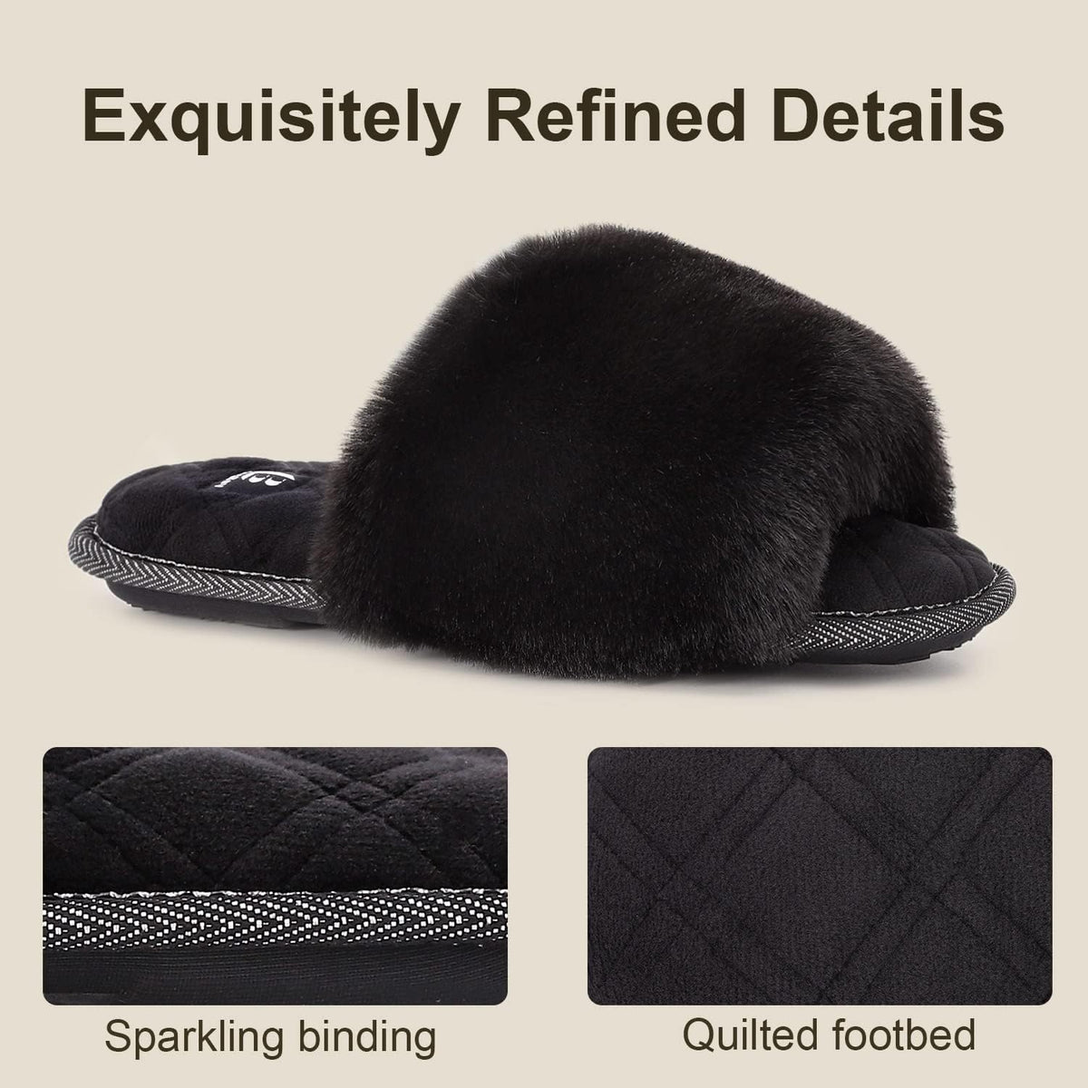 Women's Fuzzy Slippers Comfy Cloud Memory Foam House Shoes Home Open Toe Slides Indoor Outdoor