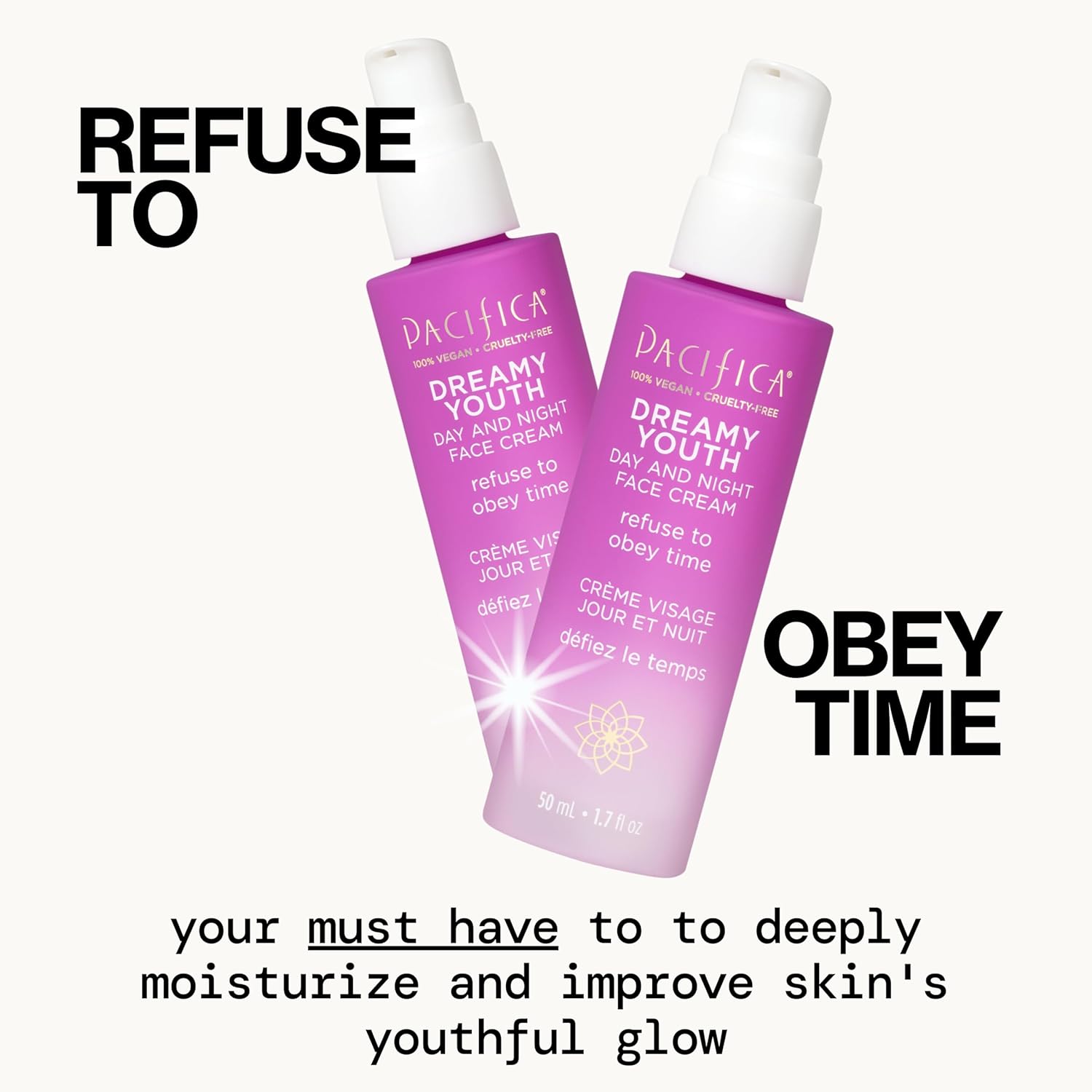 Face Moisturizer Lotion - Dreamy Youth Day & Night Face Cream, Daily Skincare, Grapeseed Oil, Peptides, Hydrating