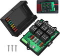 Relay Box Fuse Relay Box 12V Automotive Universal Fuse Panel with 6 Way Relays and 14 x ATC/ATO Blade Fuses 12 Volt