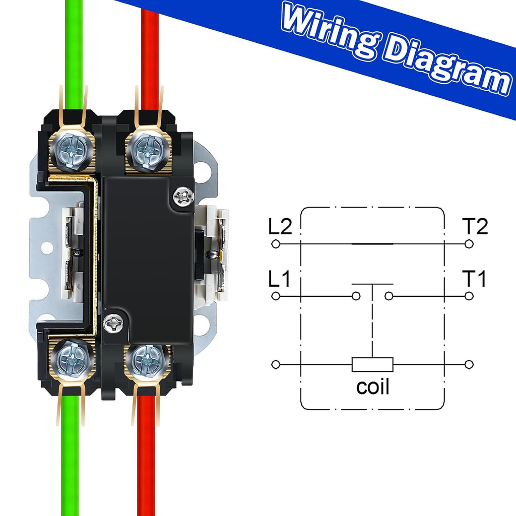 1 Pack HVAC Motor Contactor, 24V 25Amp Coil 1 Pole Replacement Relay | Air Conditioner Contactor Compatible with