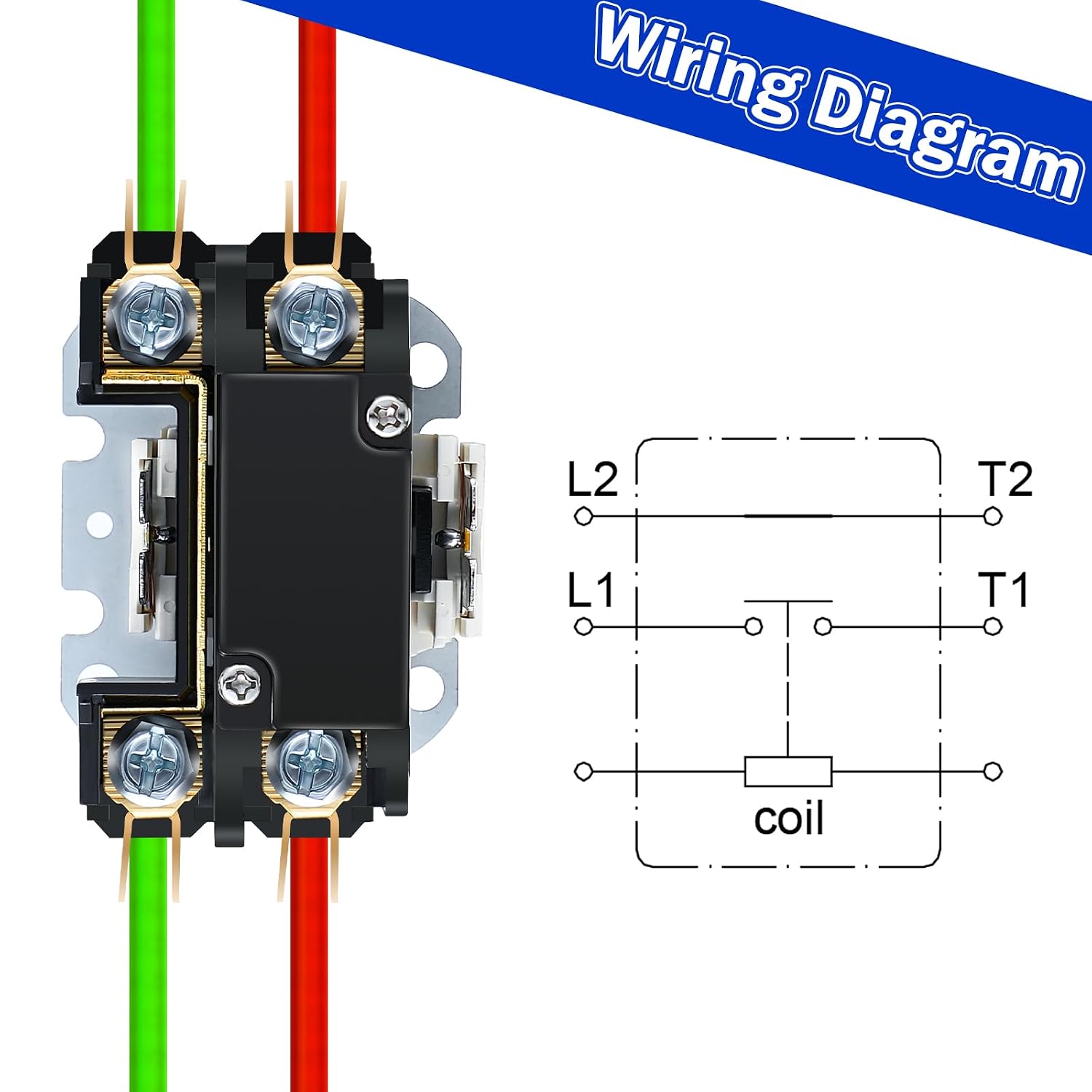 1 Pack HVAC Motor Contactor, 24V 25Amp Coil 1 Pole Replacement Relay | Air Conditioner Contactor Compatible with