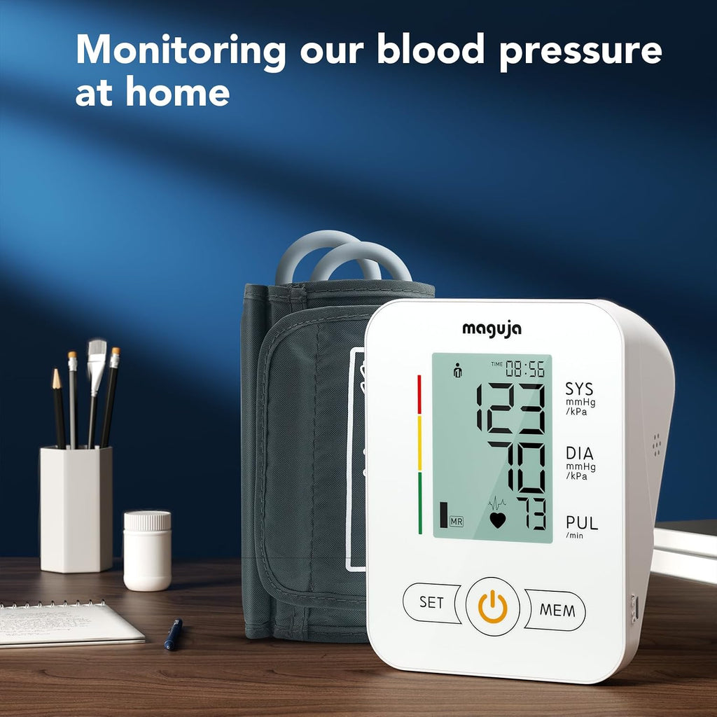 Upper Arm Blood Pressure Monitor Auto Digital for Home Use (White) | Blood Pressure Machine,One-Button Design BP