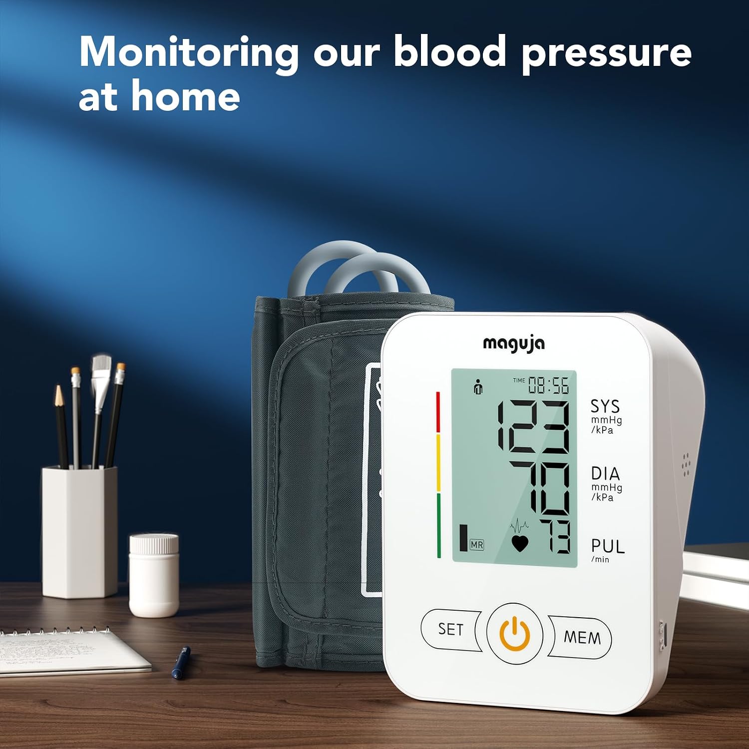 Upper Arm Blood Pressure Monitor Auto Digital for Home Use (White) | Blood Pressure Machine,One-Button Design BP