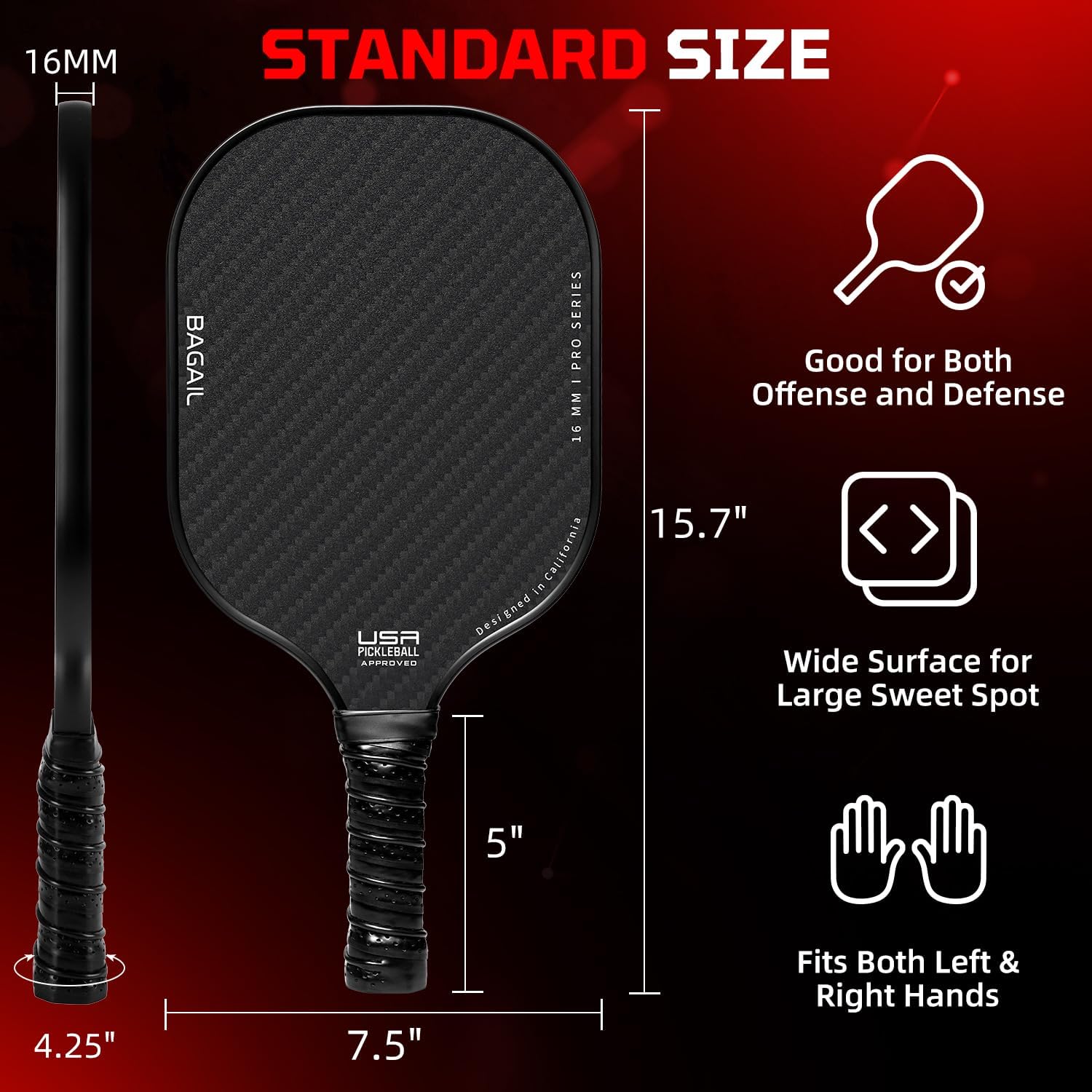 Pickleball Paddles, USAPA Approved Fiberglass Surface Pickleball Set, Lightweight Pickle Ball Rackets with 4 Balls, 1