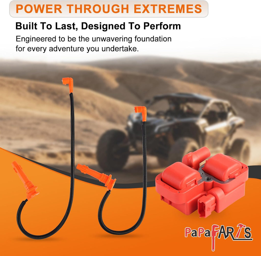 Ignition Coil and Spark Plug Wire with Caps Compatible with Polaris RZR S 4