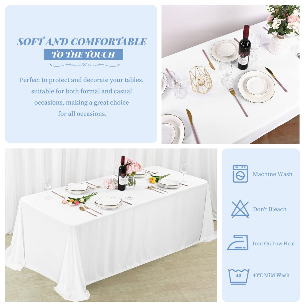 4 Pack White Polyester 90x156 Inch Tablecloths