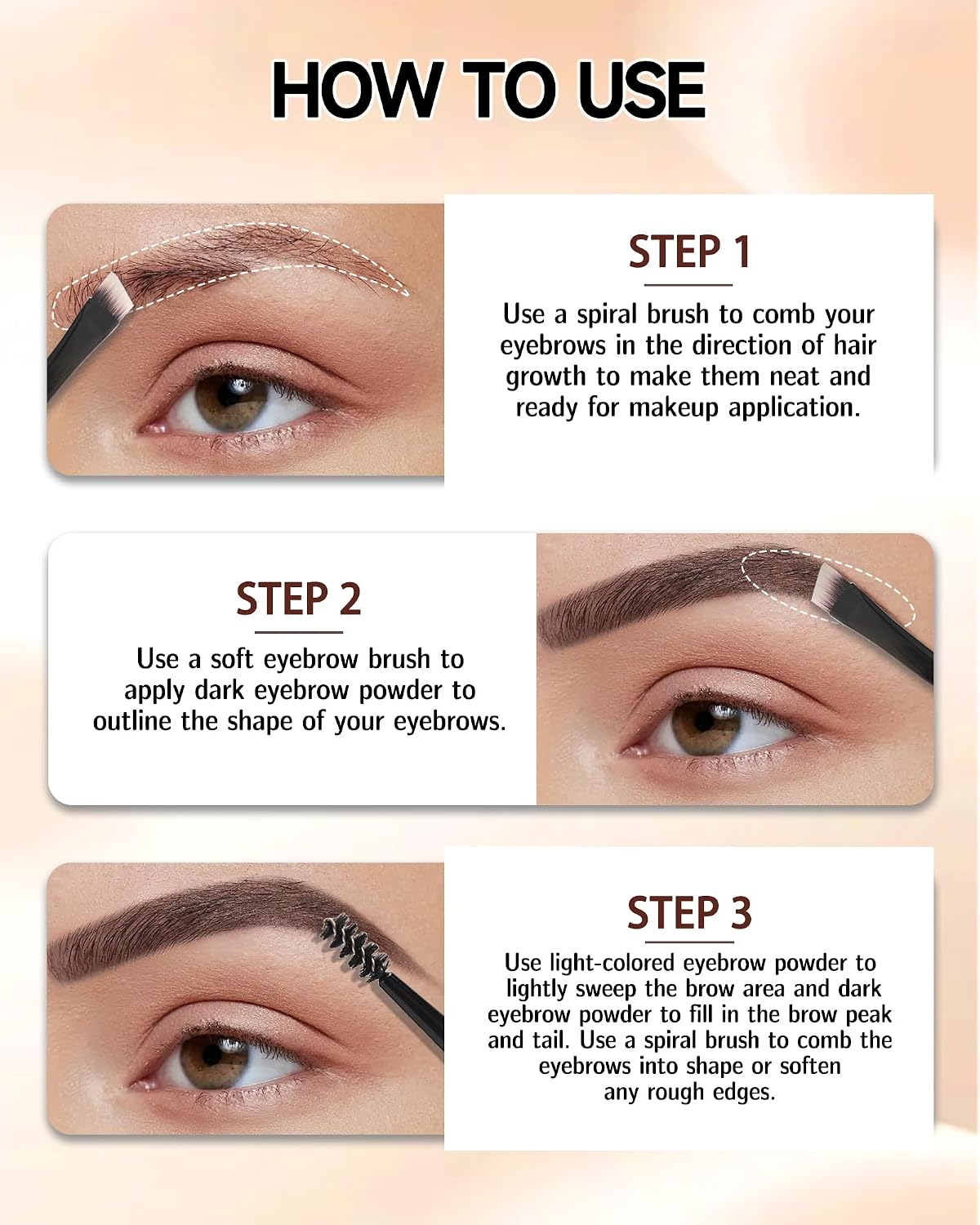 Eyebrow Powder Makeup, Light Dark Brown Eye Brow Tinting Filler for Women