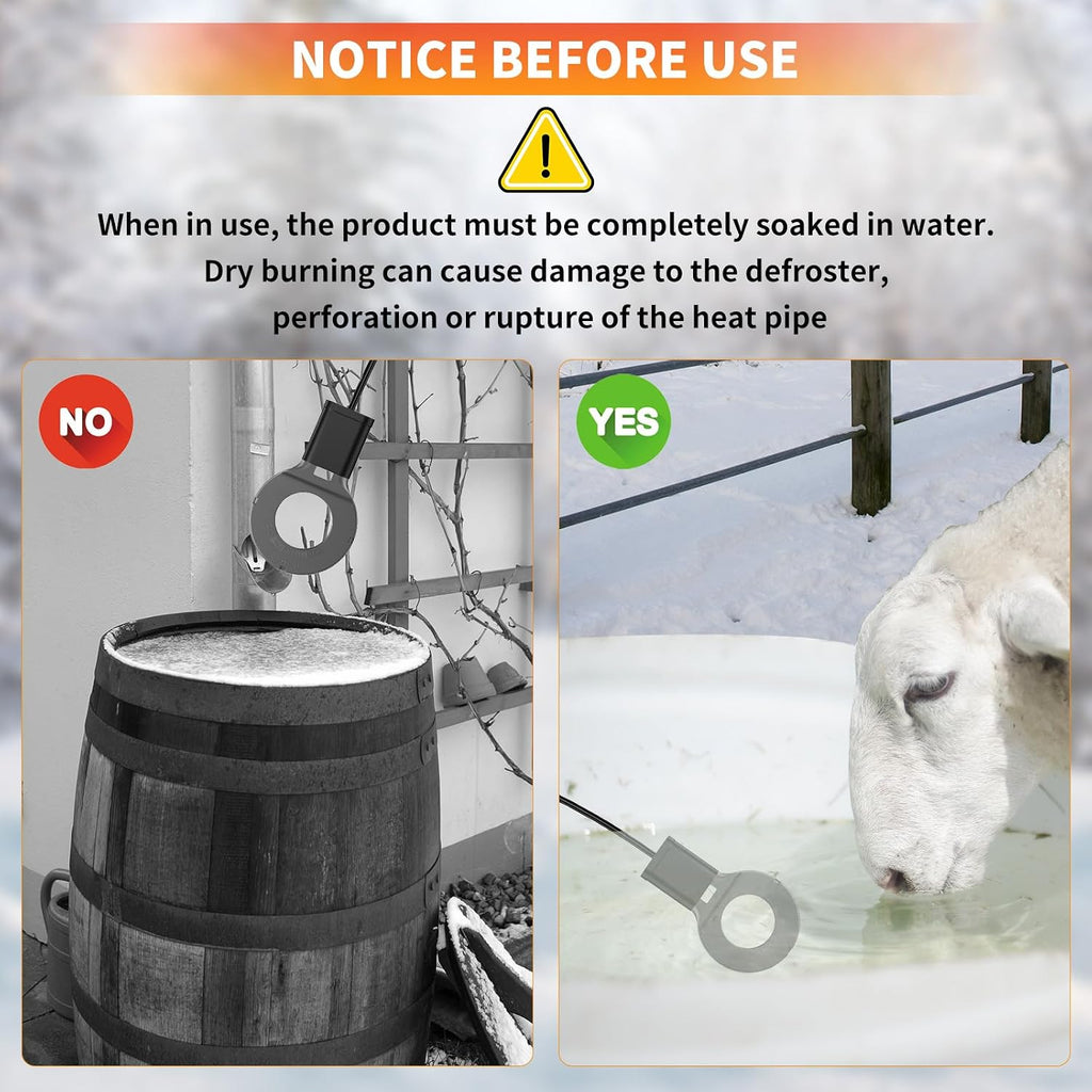 250W Utility De-Icer Submergible Cast Aluminum Chicken Water Heater for Livestock Tank Heater Bird Bath Heater in Winter
