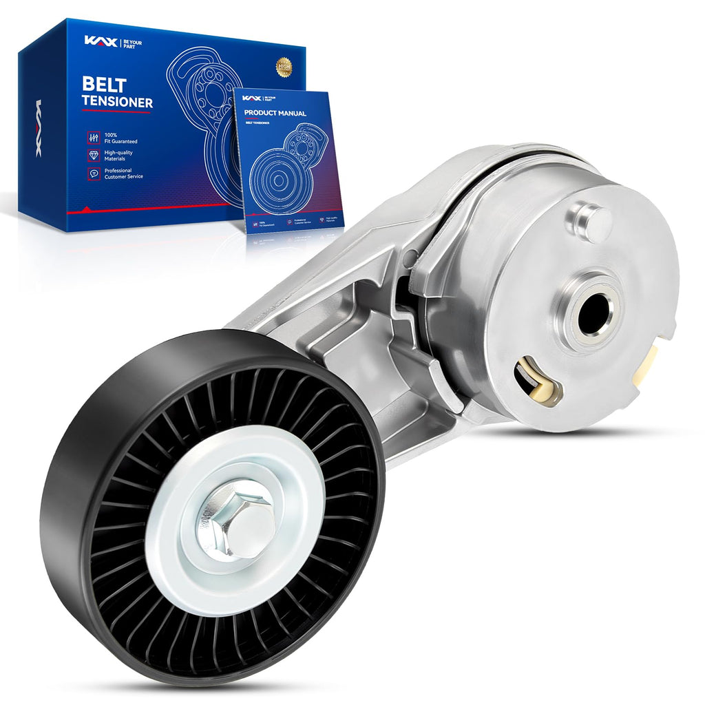 KAX 38177 Belt Tensioner Assembly with Pulley for Equinox, Malibu, Terrain, Cobalt, HHR, Verano, Ion, Cavalier, Vue, G6, Solstice, Classic, Aura, Sky, Regal, G5, L200, 9-3, LaCrosse, Alero, Sunfire