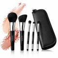 Mini Travel Makeup Brushes Set, 5Pcs Double Ended Portable Cosmetic Brushes Kit with Storage Pouch for Foundation