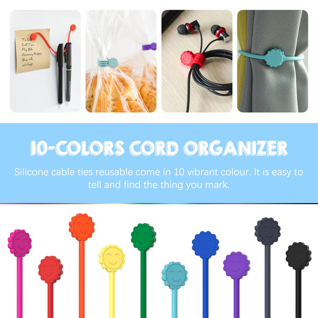 Reusable Silicone Twist Ties, Magnetic Cable Ties 6pcs