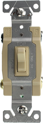 Hubbell RS415IZ Spec Grade Toggle Switch, 4-Way, Grounding, 15-Amp, 120/277-Volt, Ivory, (96-Pack)