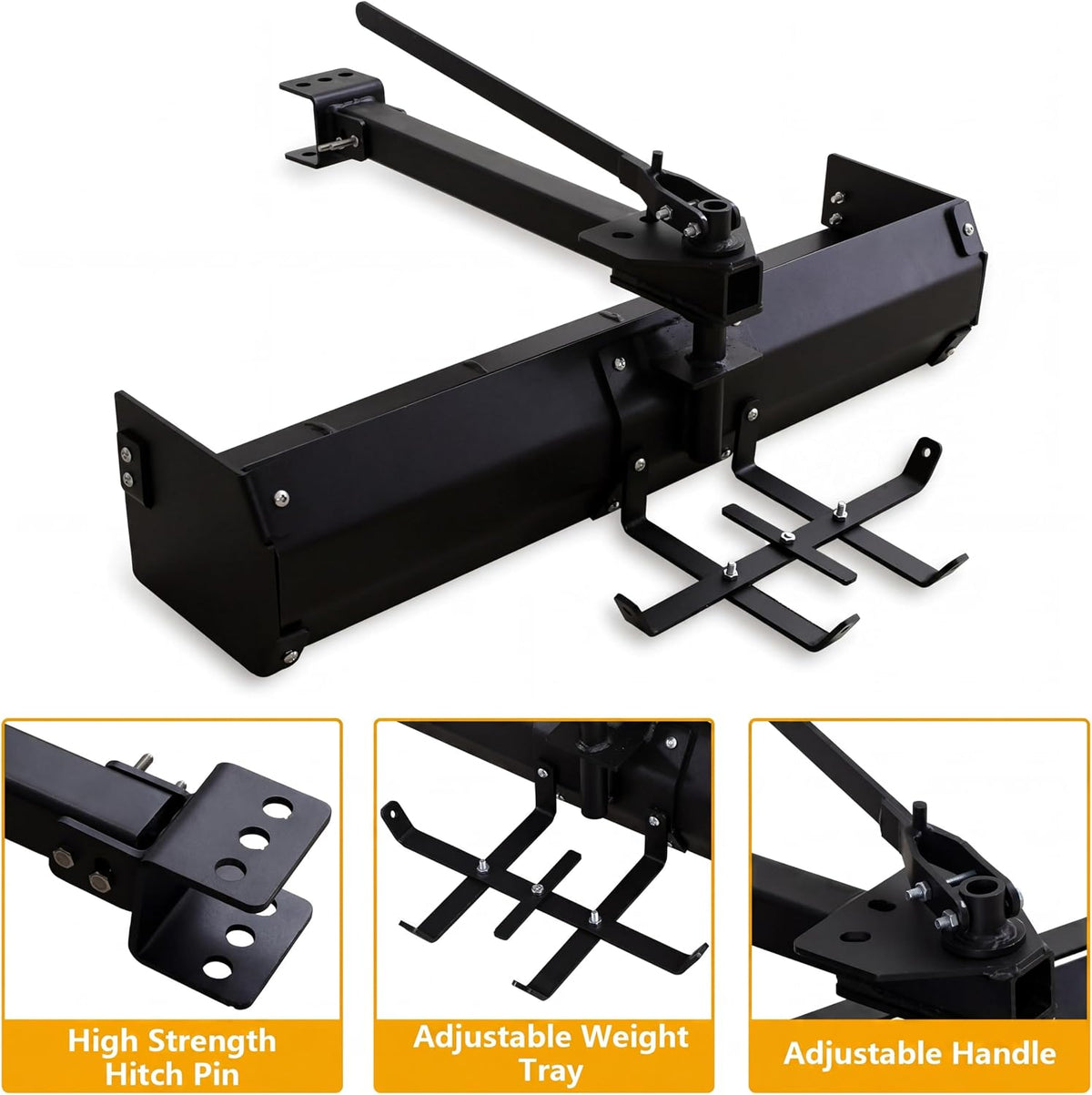 42 Inch Tow Behind Box Scraper, Lawn Tractor Attachments, Versatile Box Blade Attachment, with Tractor Box Blade