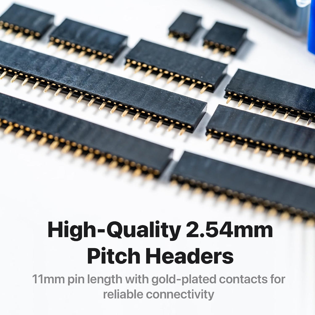 Lonely Binary 160-Piece 2.54mm Female Pin Header Kit, Single Row Straight