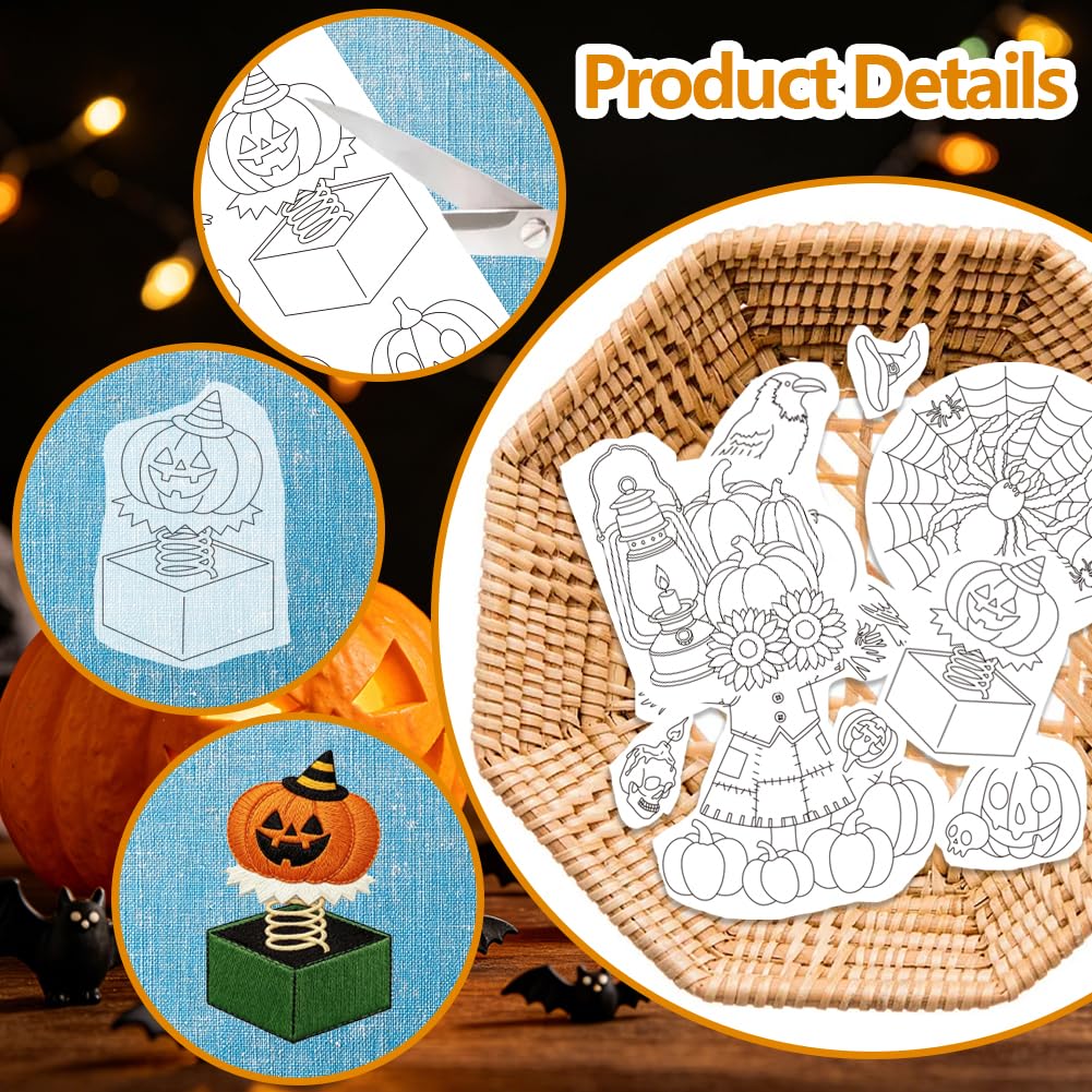 4 Sheets Spooky Halloween Water Soluble Embroidery Stabilizers