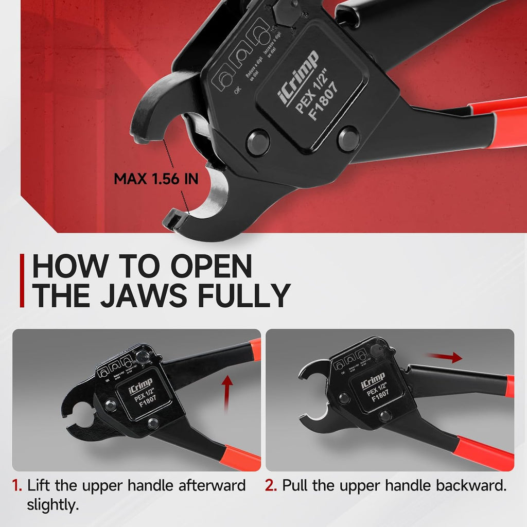 iCrimp Angle Head F1807 PEX Pipe Crimping Tool for 1/2-inch Copper Rings