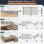 4 Pack 36 in x 6 ft Modular Aluminum Porch and Deck Railing Kit