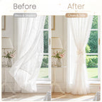 Curtain Tiebacks, French Silky Bow Curtain Holdbacks, Beige, 2 Pcs