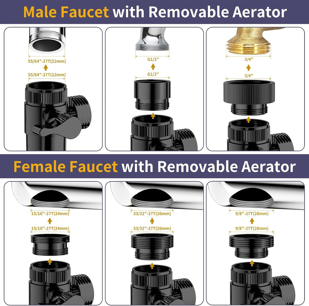 Matte Black Filtered Shower Sprayer with Sink Hose Attachment for Faucet & HOWUWEY Black Kitchen Faucet with Pull