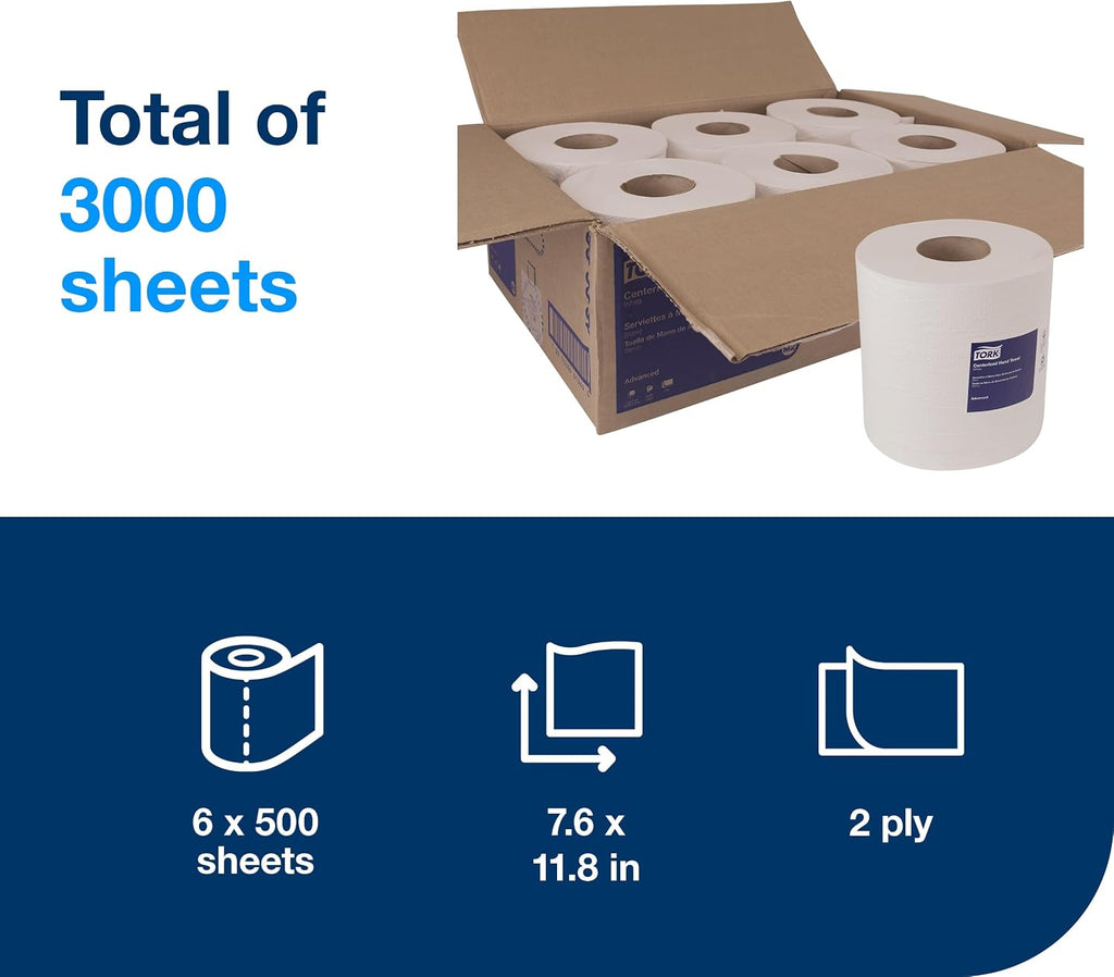 Centerfeed Paper Towel White M2, High Absorbency, 6 x 500 Sheets, 120932