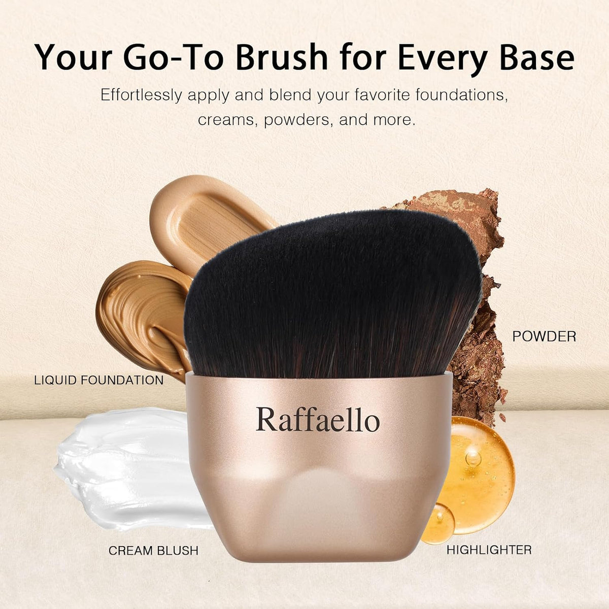 Angled kabuki Foundation Brush: Fast, Flawless Foundation - Dense Soft Bristles for Streak-Free Liquid, Cream &