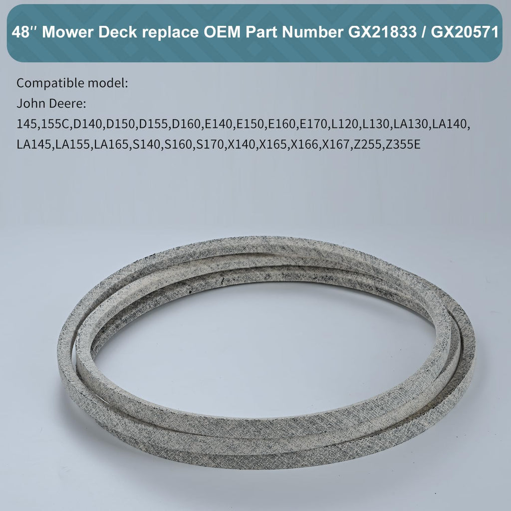 1/2 x 141 Mower Deck Belt GX21833/GX20571, Kevlar Cord Belt for John Deere D140 D150 D160 L120 L130 L145 L155 LA130