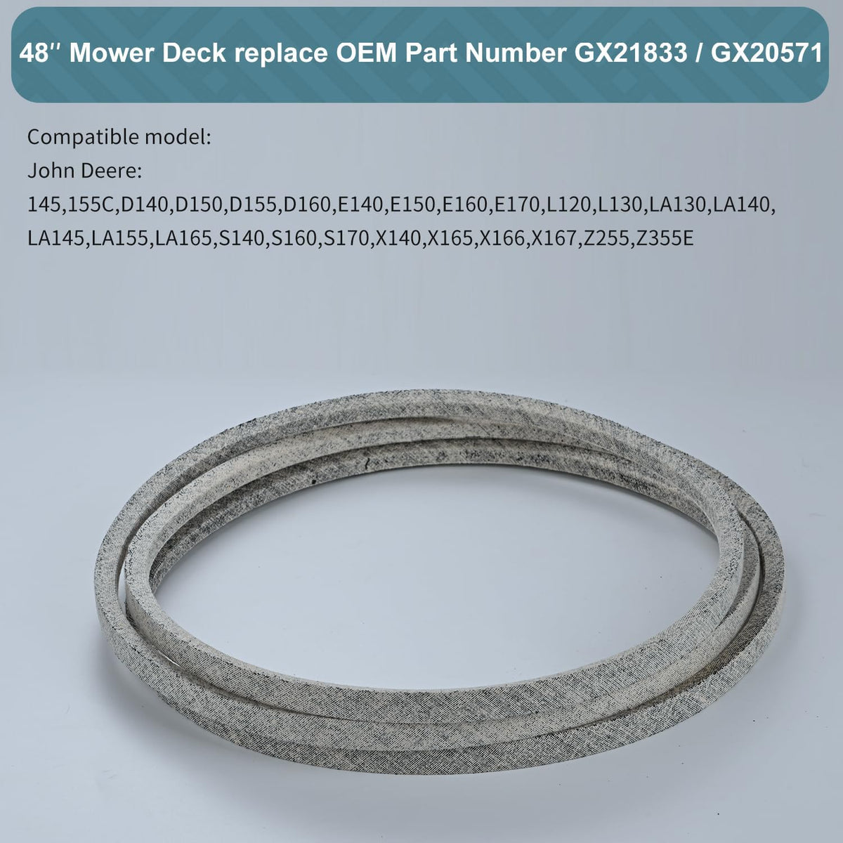 1/2 x 141 Mower Deck Belt GX21833/GX20571, Kevlar Cord Belt for John Deere D140 D150 D160 L120 L130 L145 L155 LA130
