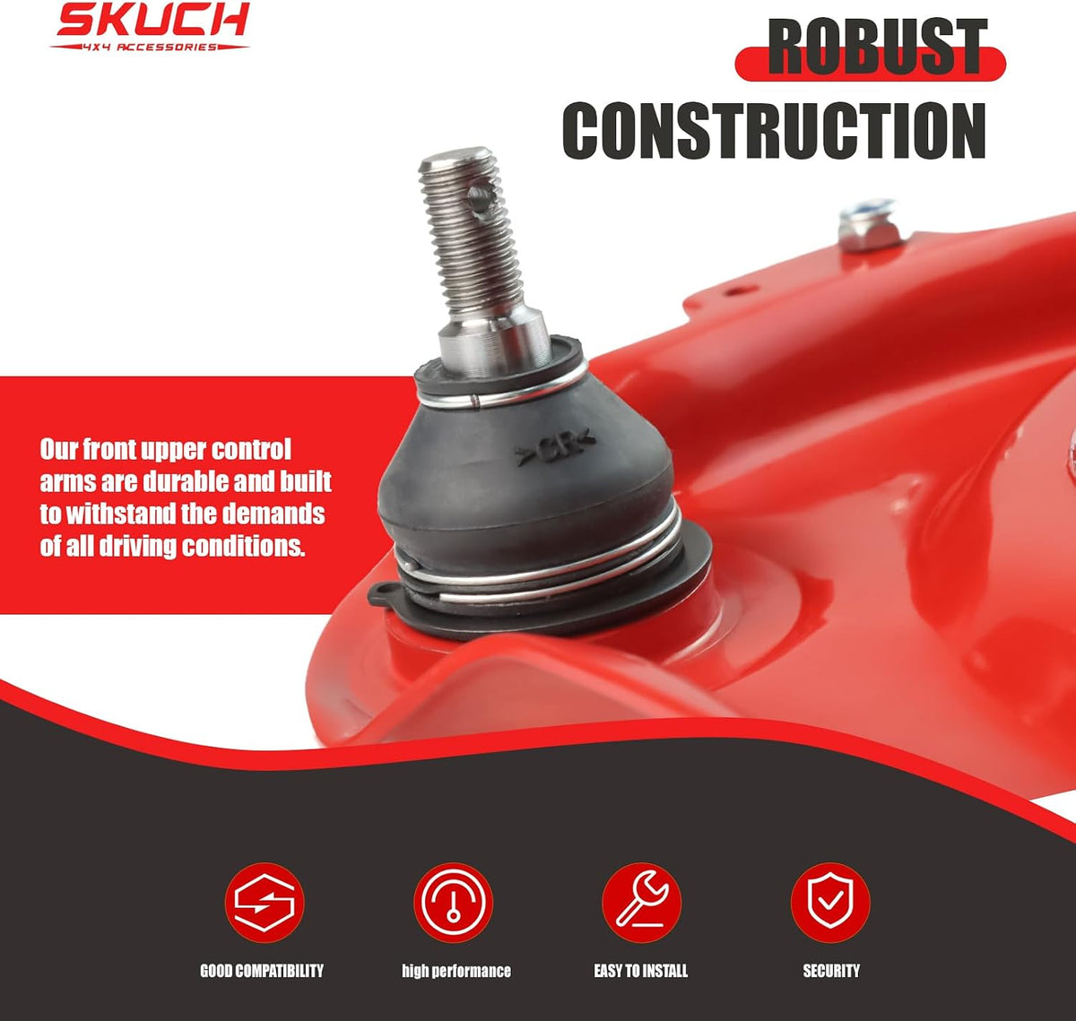Front Upper Control Arms for 2003‑2007 Honda Accord & 2004‑2008 Acura TSX – Upgraded Polyurethane Bushings, OEM‑Style Complete Kit
