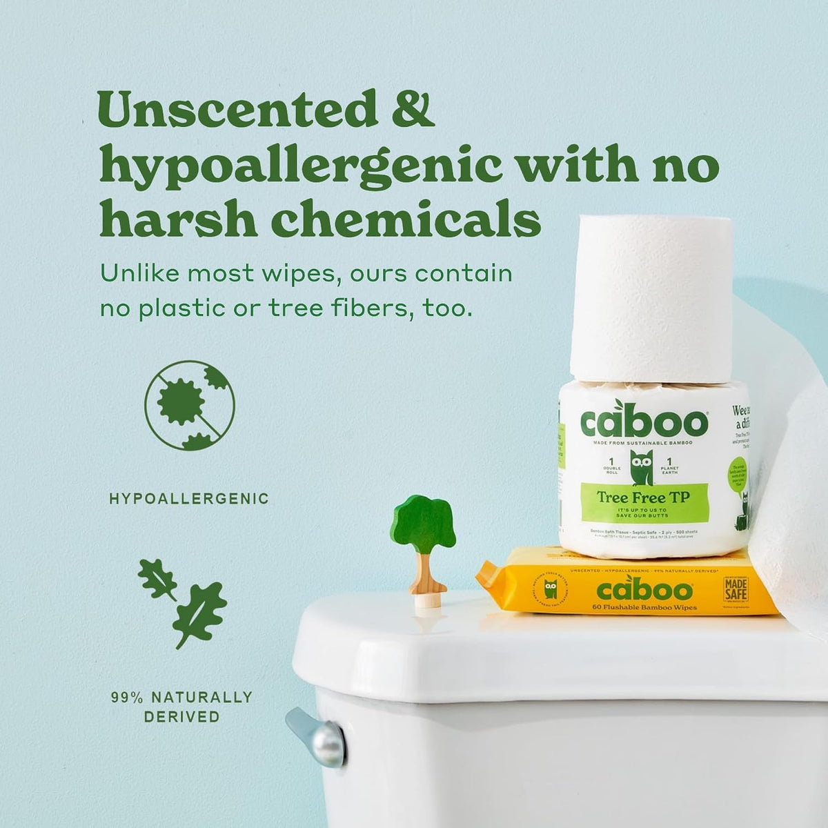 Tree Free Flushable Wipes, Septic Safe, 180 Wipes