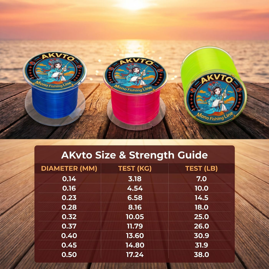 Monofilament Fishing Line, 500 Yards, 7-38 LB Test, High Strength Abrasion Resistant