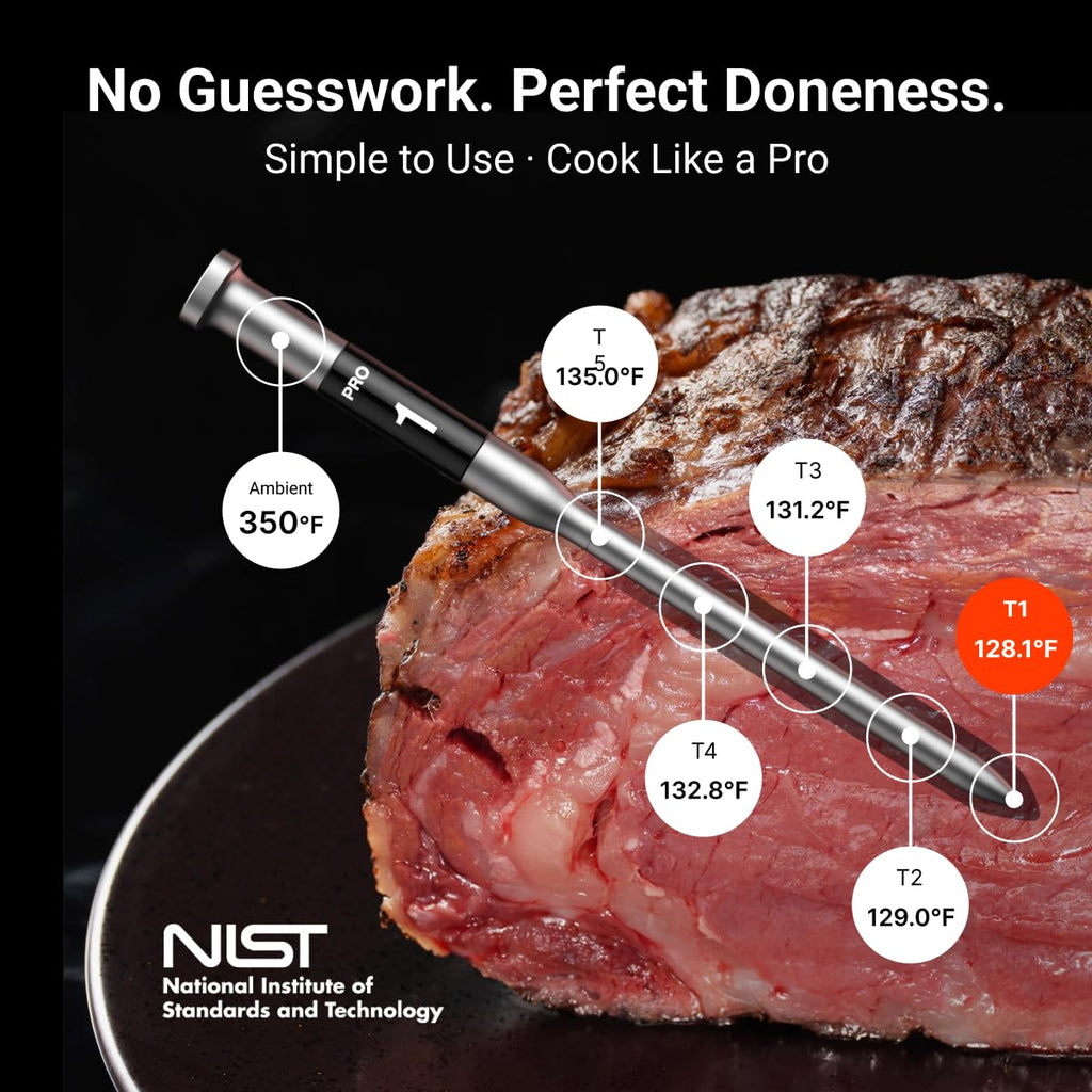 3000FT Wireless Meat Thermometer, No App Needed, 2 Probes
