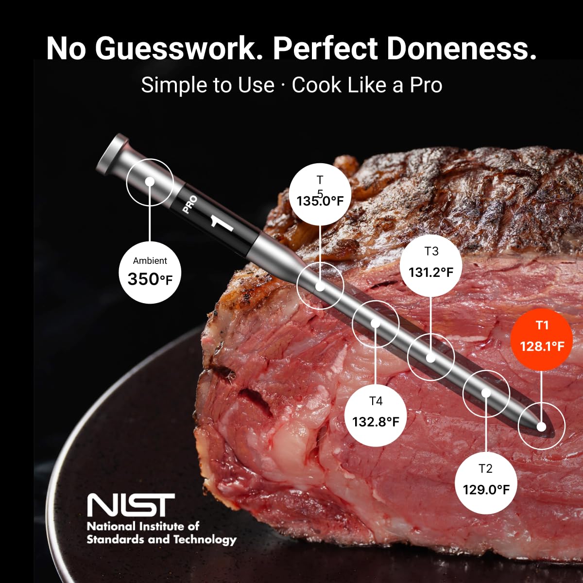 3000FT Wireless Meat Thermometer, No App Needed, 2 Probes