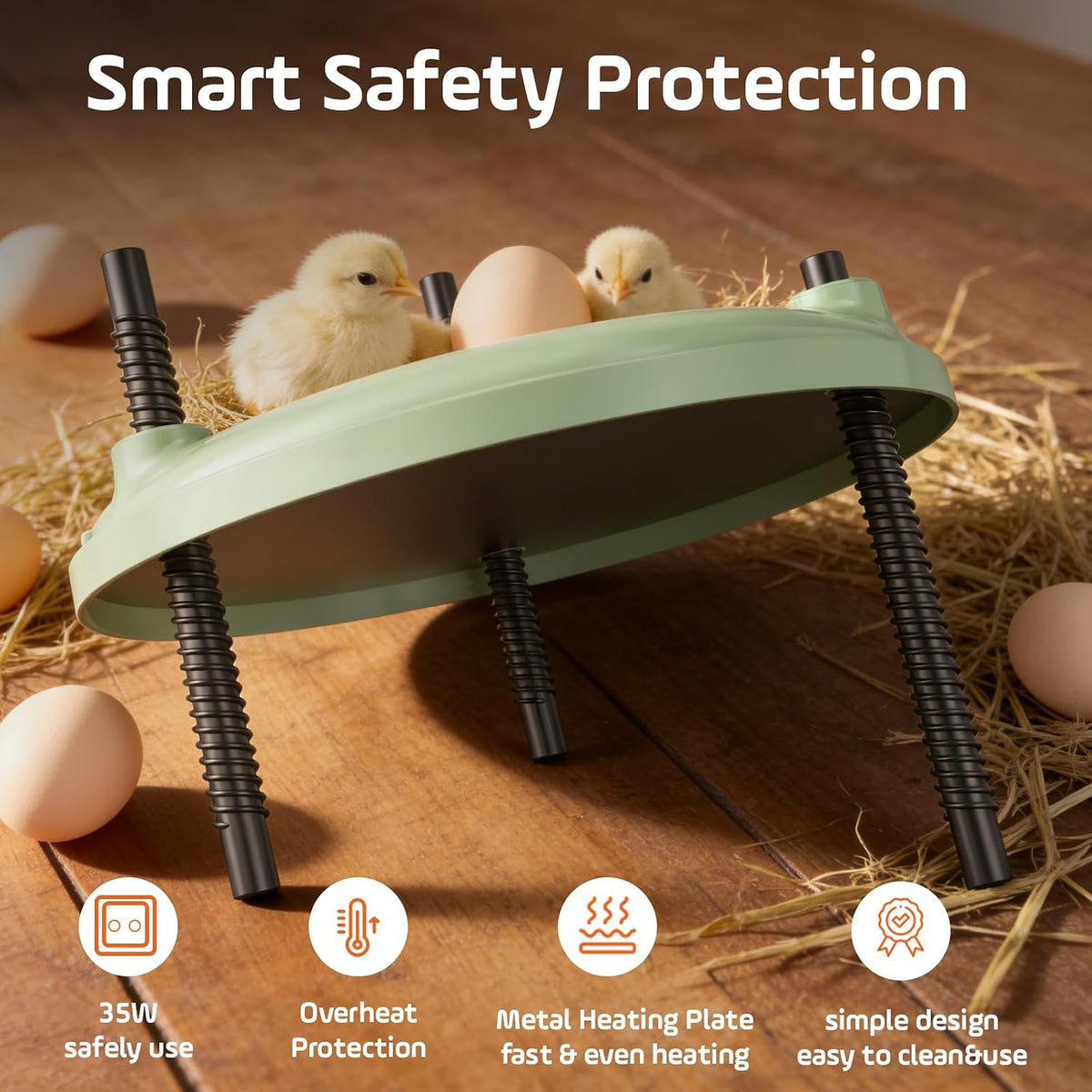 Brooder Plate for Chicks,12inch Metal Heating Plate,Perfectly Adjustable Height & Angle, 35W Chick Warmer for