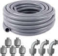 Liquid-Tight Conduit and Connector Kit 1/2 Inch 25 Ft,Flexible Non Metallic Liquid Tight Electrical Conduit UL