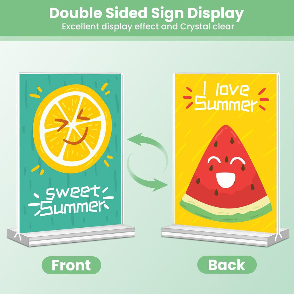 Acrylic Sign Holder 4x6, 21 Pack Clear Table Menu Vertical Double Sided Display, Plastic Menu Stand Paper Holder
